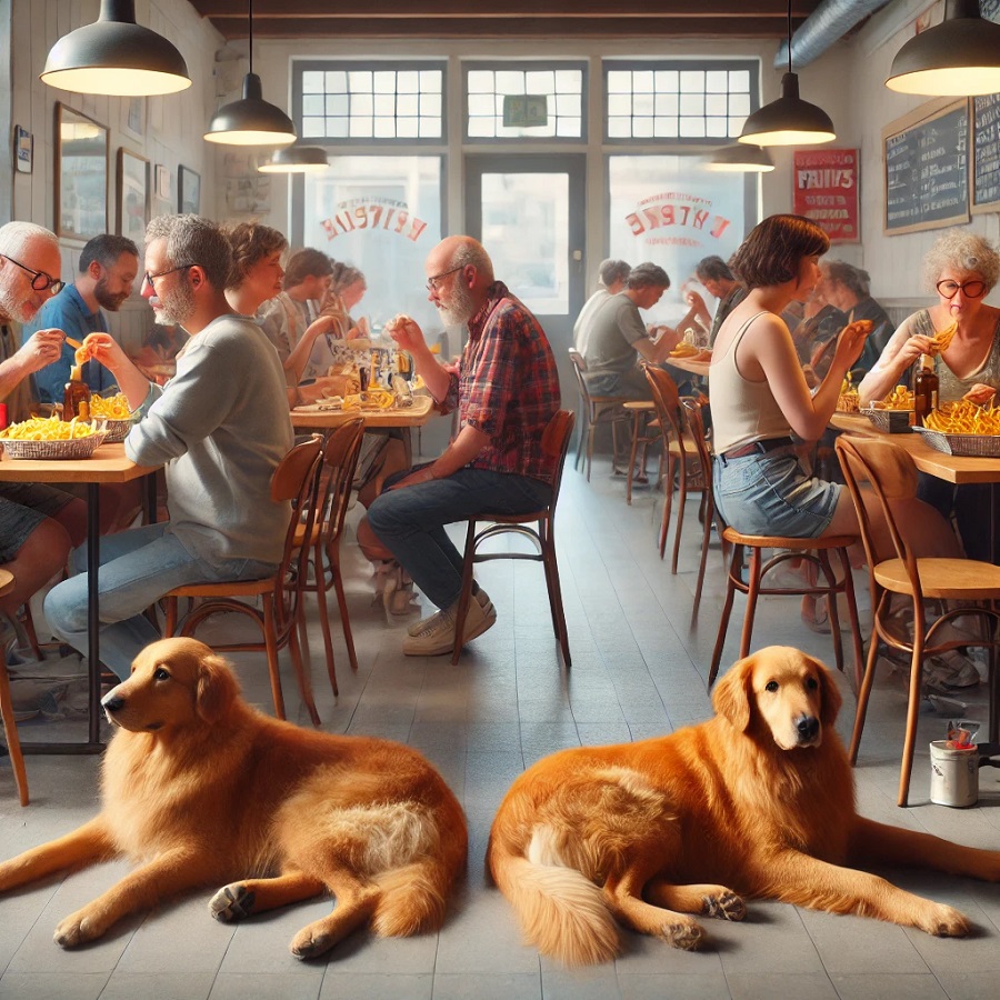Chiens dans un restaurant