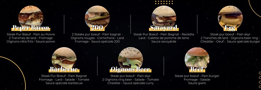Menu : Burger de bœuf friterie Le Phoenix à Baudour