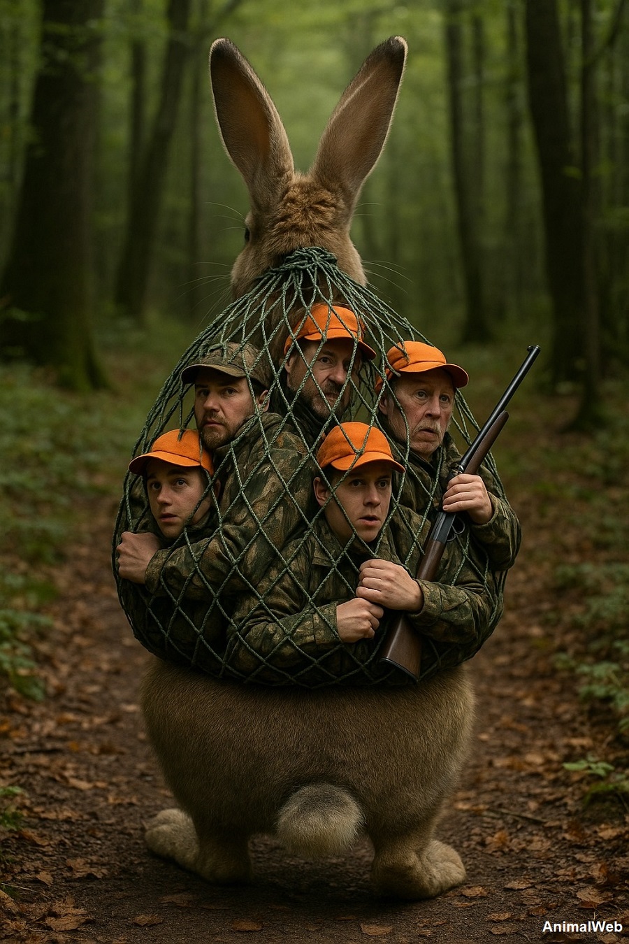 Chasseurs pris dans un filet