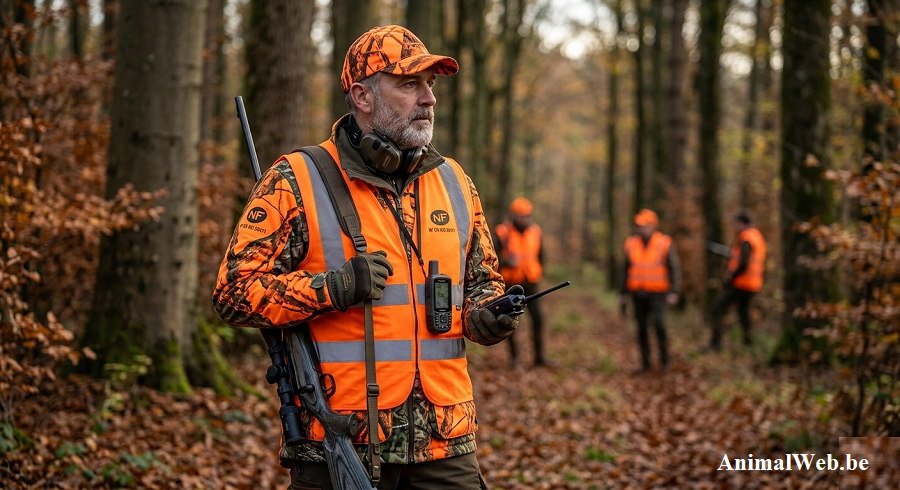Chasseurs dans une forêt