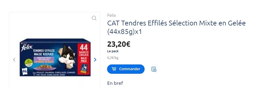 Félix - CAT Tendres Effilés Sélection Mixte en Gelée (44x85g) - Carrefour Belgique