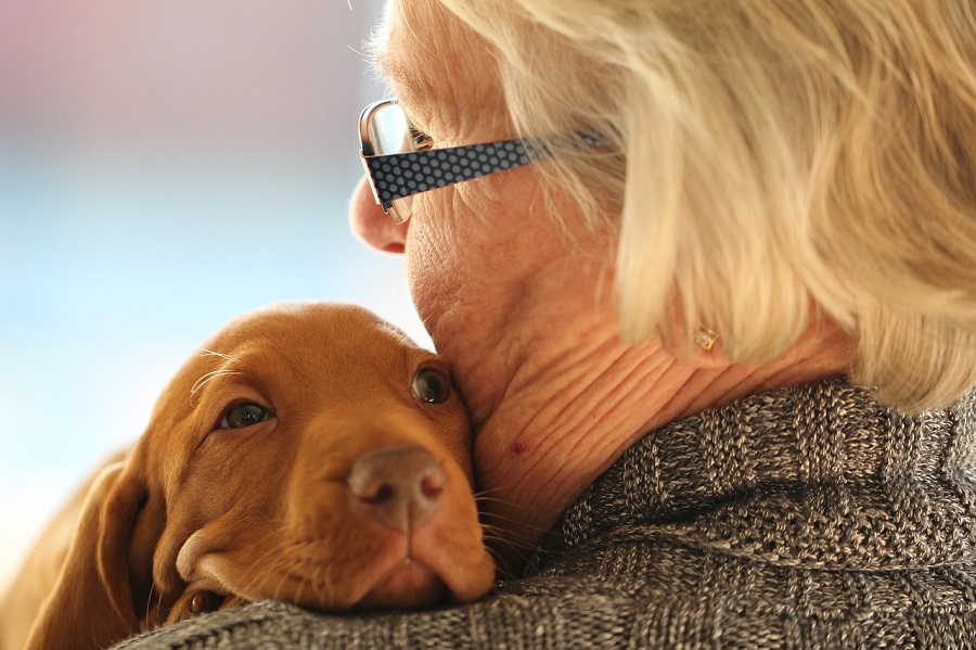 Femme âgée avec un chien