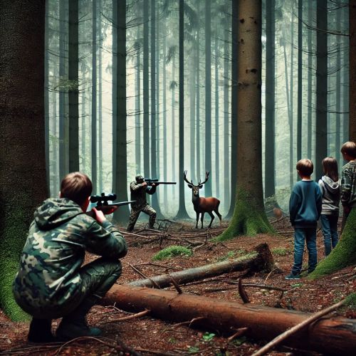 Enfants qui observent une scène de chasse Enfants qui observent une scène de chasse