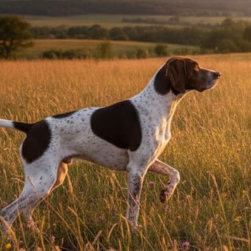 Pointer anglais en position de chasse