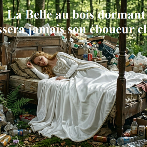 Belle au bois dormant dort au milieu de déchets