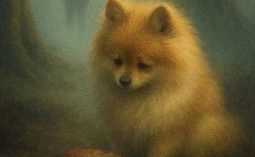 Un petit chien de type spitz (Lilloo), au pelage roux et blanc, est as Un petit chien de type spitz (Lilloo), au pelage roux et blanc, est as