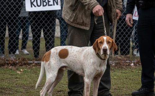 Foule qui demande justice pour Ruben, un chien de chasse