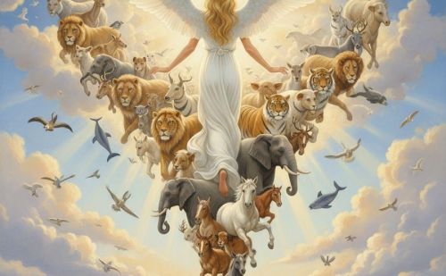 Une peinture allégorique et lumineuse montrant Brigitte Bardot de dos,