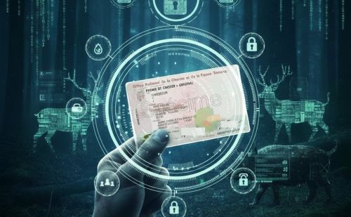 Montage numérique montrant une main tenant un spécimen de permis de ch Montage numérique montrant une main tenant un spécimen de permis de ch