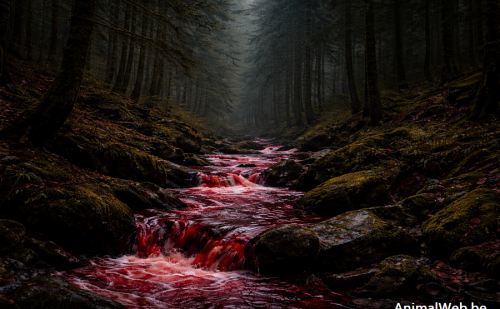 Forêt ardennaise avec un ruisseau de sang