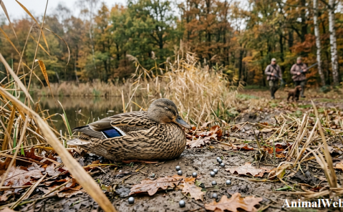 canard près de plombs de chasse