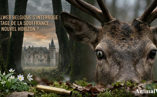 Représentation du domaine de Ciergnon avec cerf en premier plan