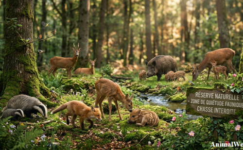 Animaux de la faune qui sont dans un sanctuaire forestier à Genève