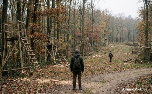 Miradors détruits dans une forêt par des militants anti-chasse